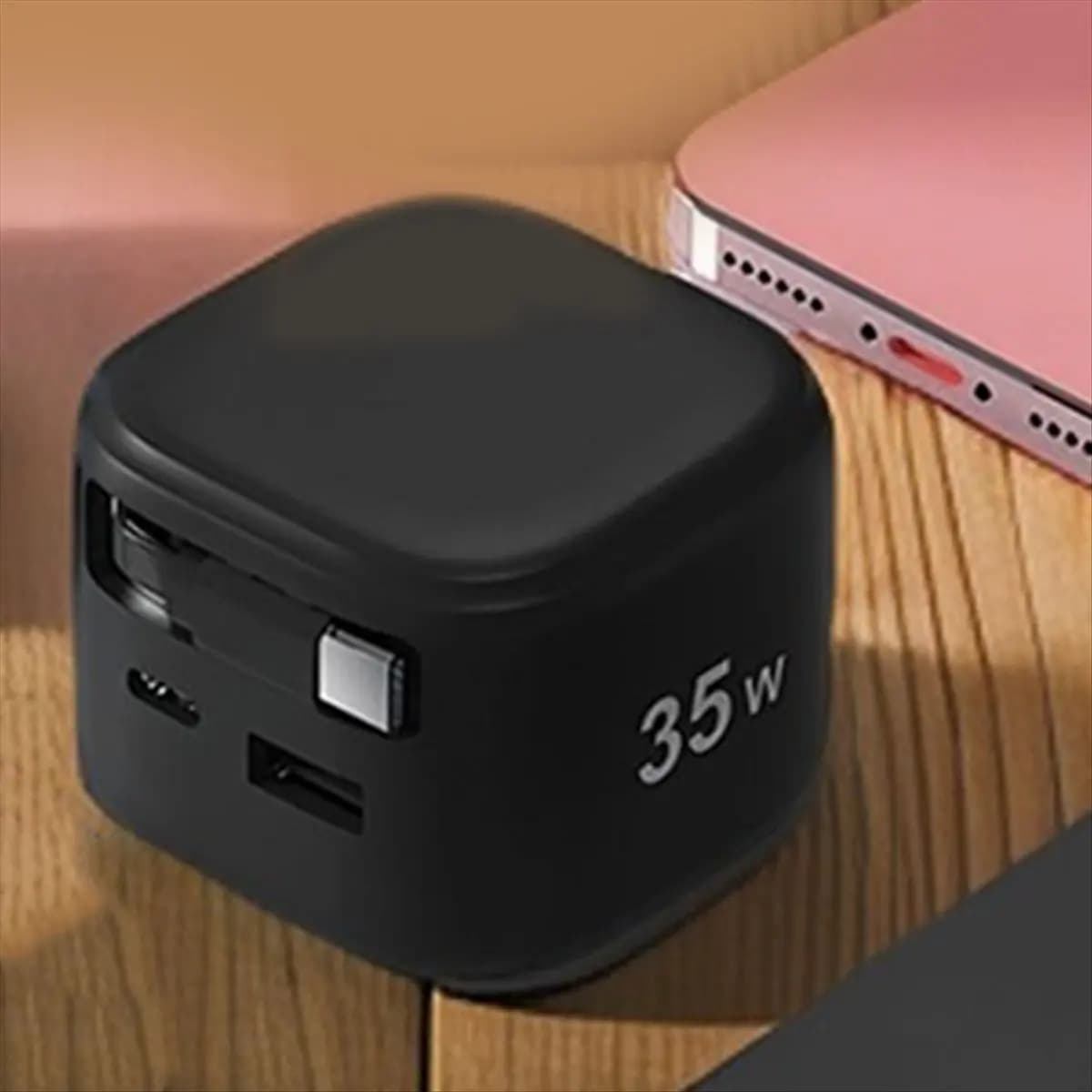 Caricatore di linea retrattile USB TYPEC Adattatore da viaggio per caricabatteria al litio PD a ricarica rapida da 35 W adatto per telefono EU Plug-A50M