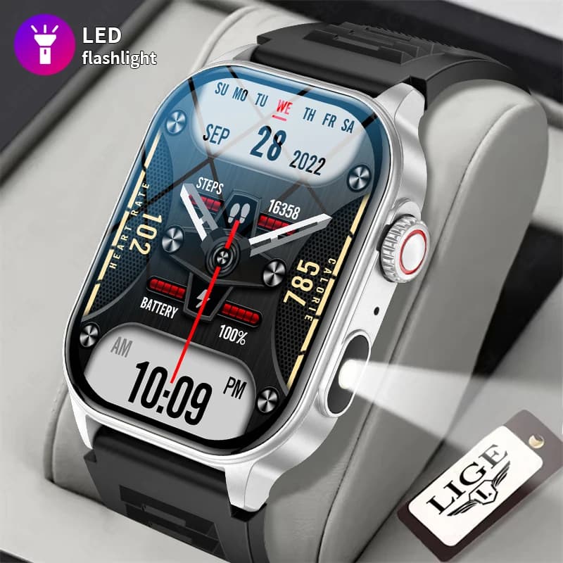 LIGE New Man Smartwatch with 2.01 HD Screen", Blood Pressure Monitoring, Fitness, Bluetooth Calls, Voice Control, Women's Smartwatch