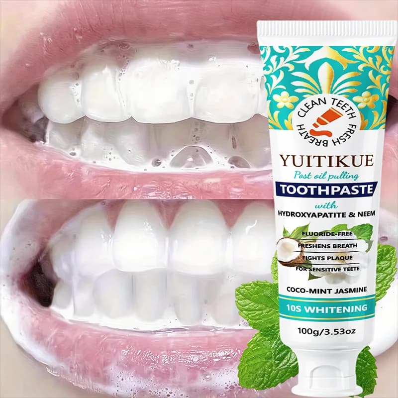 YUITIKUE Fluoride Free Coco-Mint Jasmine Toothpaste 100g Hydroxyapatite Neem Whitening Paste For Sensitive Teeth Fresh Breath