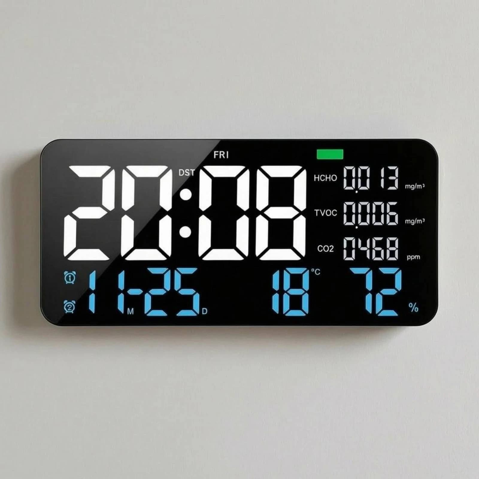 Air Quality Air Quality Monitor Clock Night Light Digital Wall Air Quality Monitor Clock Timepiece Plugin-Home Decor Quiet