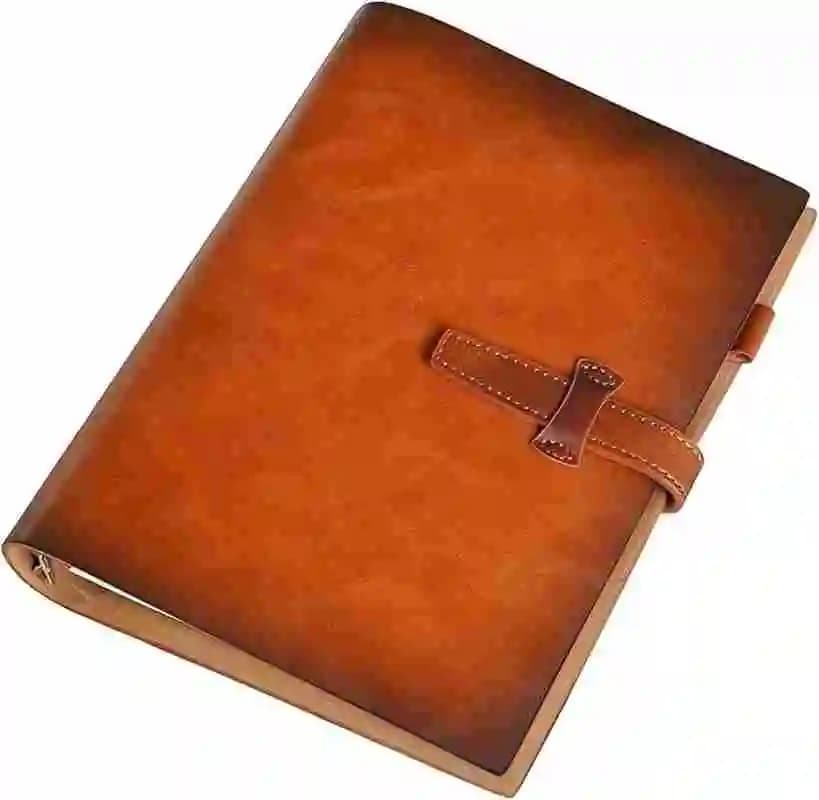 Quaderno ricaricabile in pelle vintage A5 con raccoglitore a 6 anelli, carta a righe da 80 pagine e tasca, per scrittori, lavoro aziendale, studio