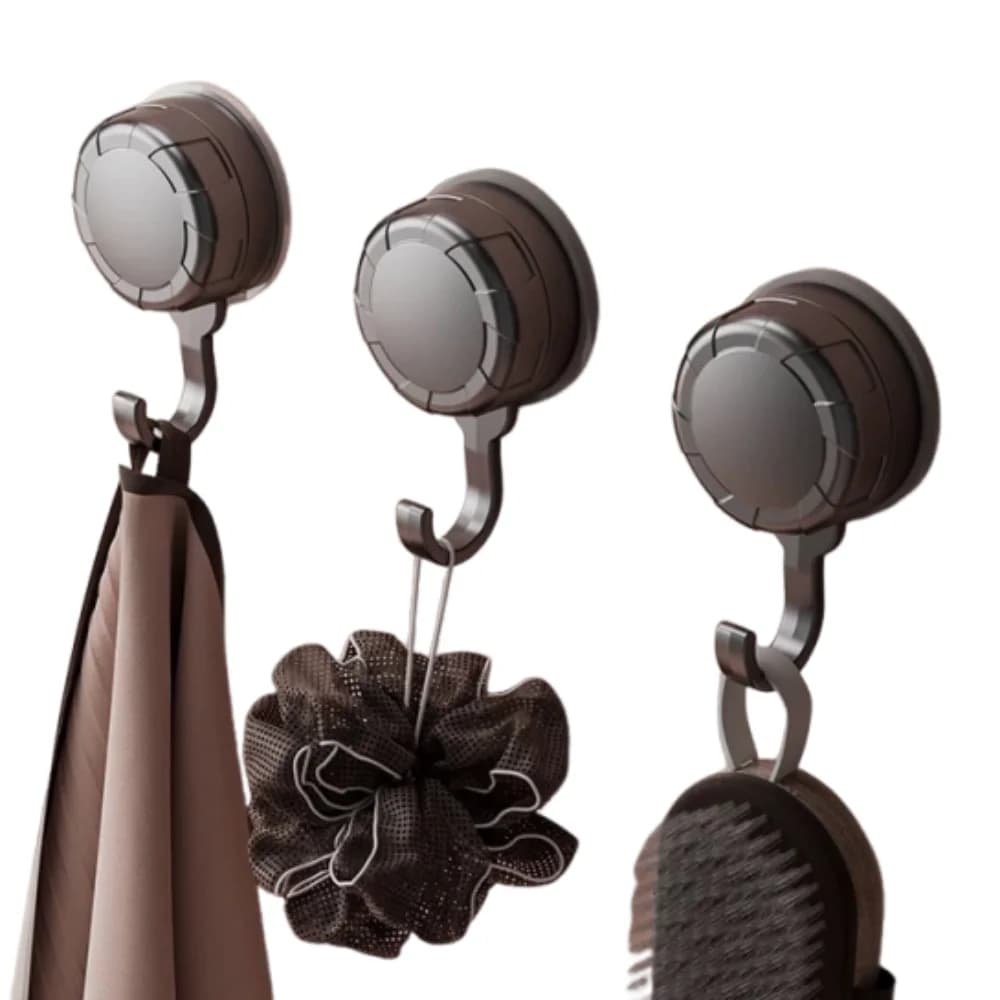 3Pcs Waterproof Suction Cup Hooks Detachable Reusable Nail-free Vacuum Hooks Space Saving Multifunctional Bathroom Towel Hooks