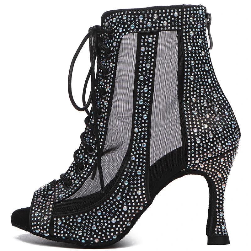 JuseDanc Scarpe da ballo Donna Stivali da ballo da sala Scarpe moda nere per ballare Scarpe da ballo da sposa Scarpe da jazz Strass