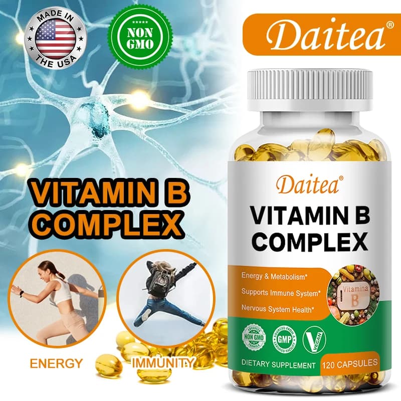 Vitamin B Organic Complex - Improves Absorption, Supports Immunitarian Energy and Health, Antioxidant Supplement - 120 Vegetarian Capsules