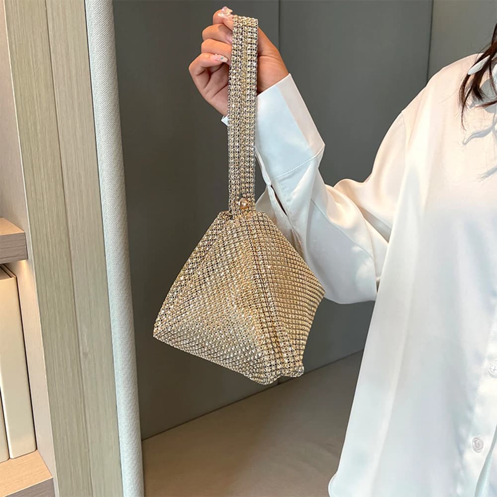 Glitter Evening Dinner Clutch Bag Rhinestone Decorated Women Lady Shoulder Bag Handbag Stylish Evening Bag Everyday Shoulder Bag