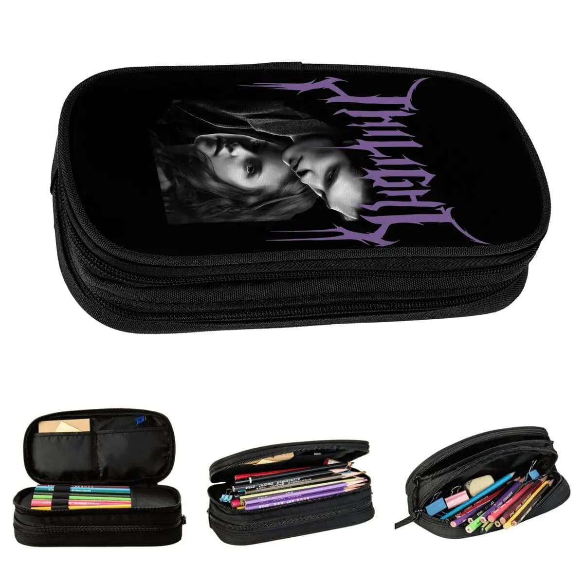 Astuccio Edward And Bella Twilight, porta penne e matite per ragazze e ragazzi, borsa portaoggetti grande con cerniera per ufficio e cancelleria