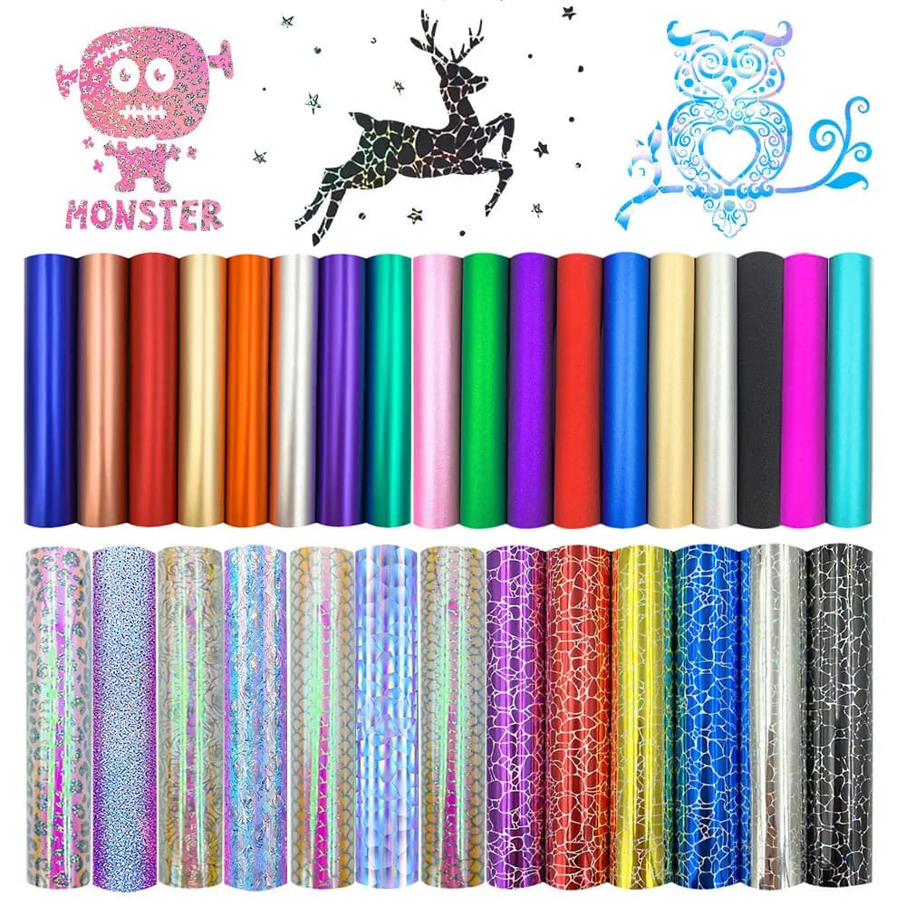 Pellicola Adesiva Olografica Glitterata per Artigianato, Adesivo per Decorazioni Halloween, Natale, Feste, Casa, Vetro, Auto, 32 Colori
