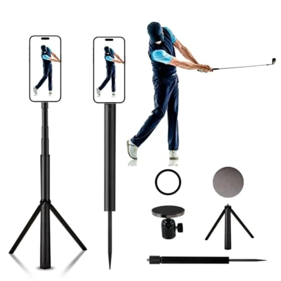 Supporto Magnetico per Telefono da Golf a Treppiede e Monopiede, Regolabile fino a 54 Pollici, in Alluminio, Compatibile con MagSafe