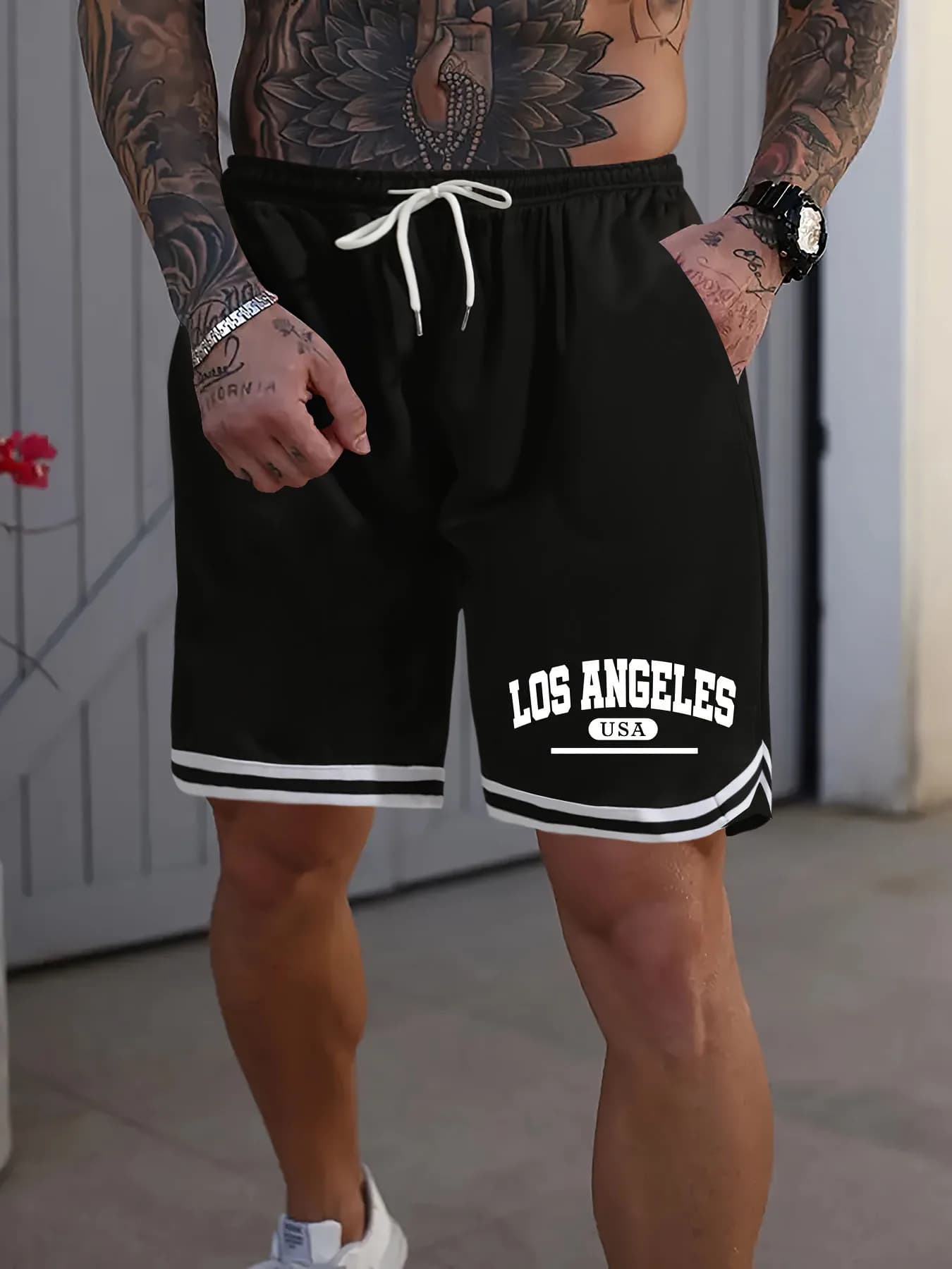 Pantaloncini da basket stampati LOS ANGELES da uomo, moda estiva, ad asciugatura rapida, oversize, per il tempo libero, adatti per il fitness, l'esercizio quotidiano, lo streetwear