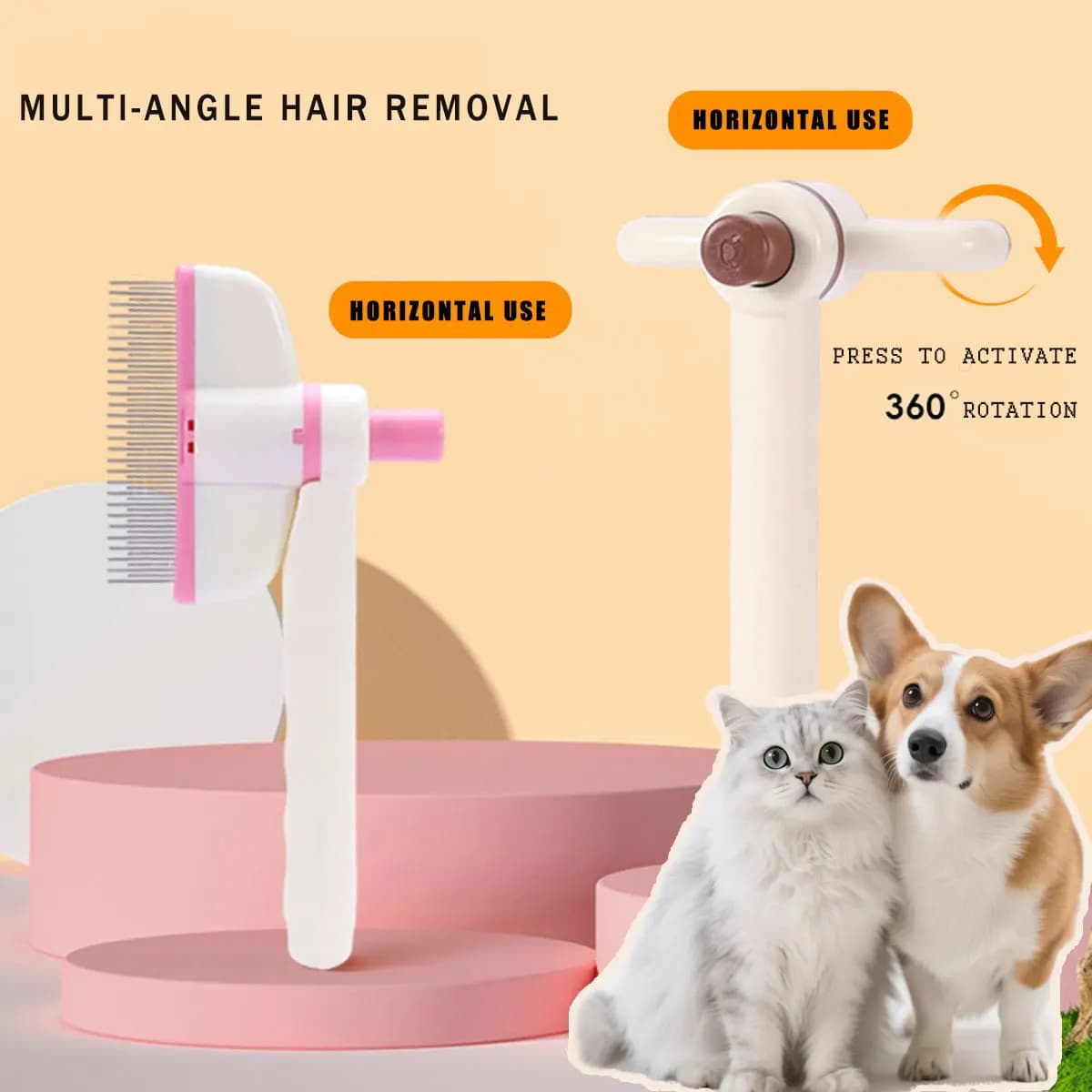 Pettine per la rimozione dei peli di animali domestici, pettine antipulci, spazzola multifunzione per gatti e cani, accessori per la toelettatura per districare, sfoltire e rimuovere il pelo in eccesso
