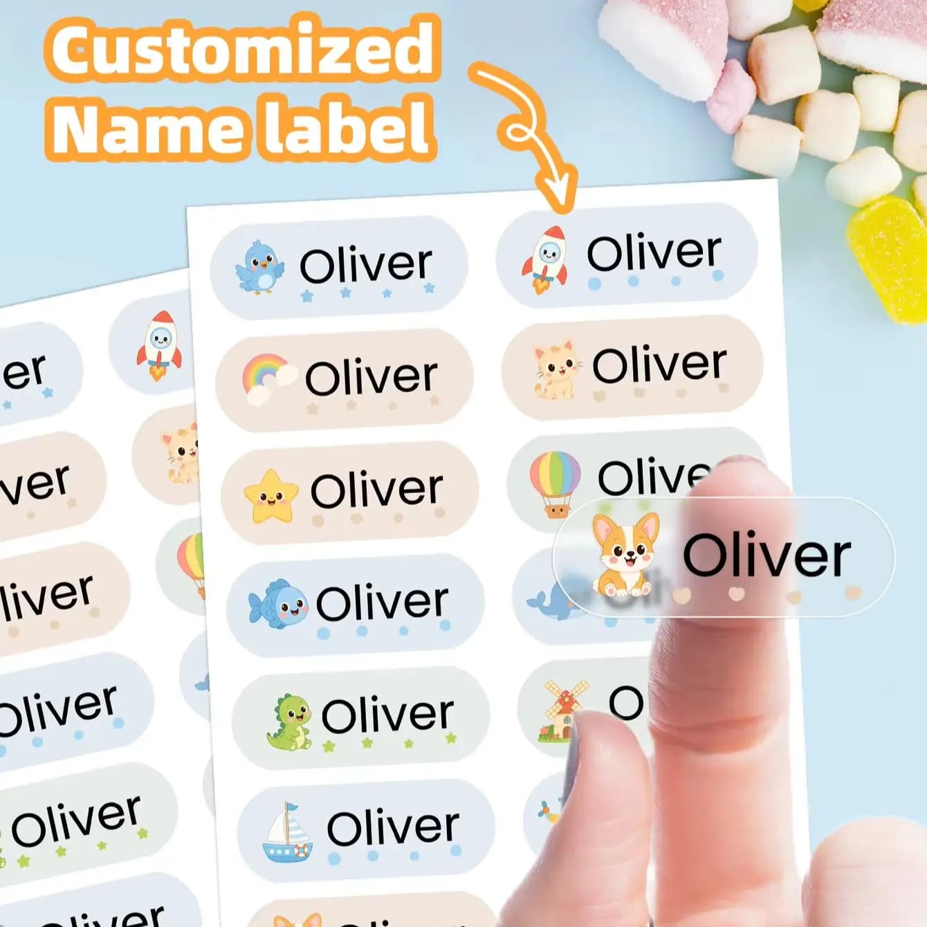 1-300PCS Custom Waterproof Name Stickers with Personalized Text for Pencil Cases, Notebooks, Water Bottles & Headphone Cases