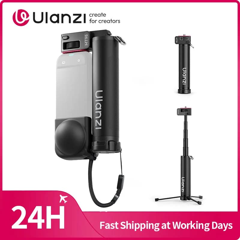 Ulanzi MT98 Bastone Selfie Pieghevole con Treppiede per Insta360 e DJI Action 6/5/4, per Viaggi all'Aperto e Vlog, 17-57cm