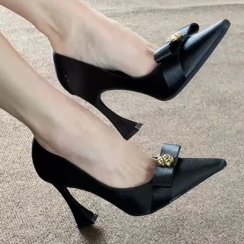 Nuove Scarpe Mary Jane con Tacco Alto 2026, alla Moda, a Punta con Fiocco, Sandali Sexy da Designer con Tacco Alto