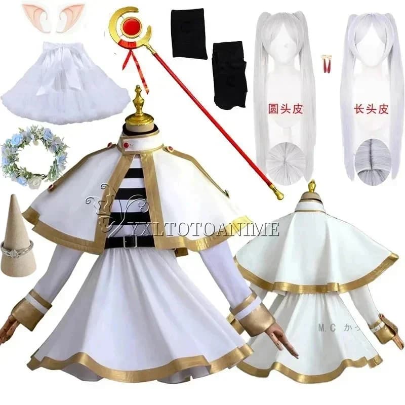 ABC123In Stock High Quality Costume Sousou No Cosplay Frieren dress wig prop Halloween Carnival Party clos,3'f.5;j.8