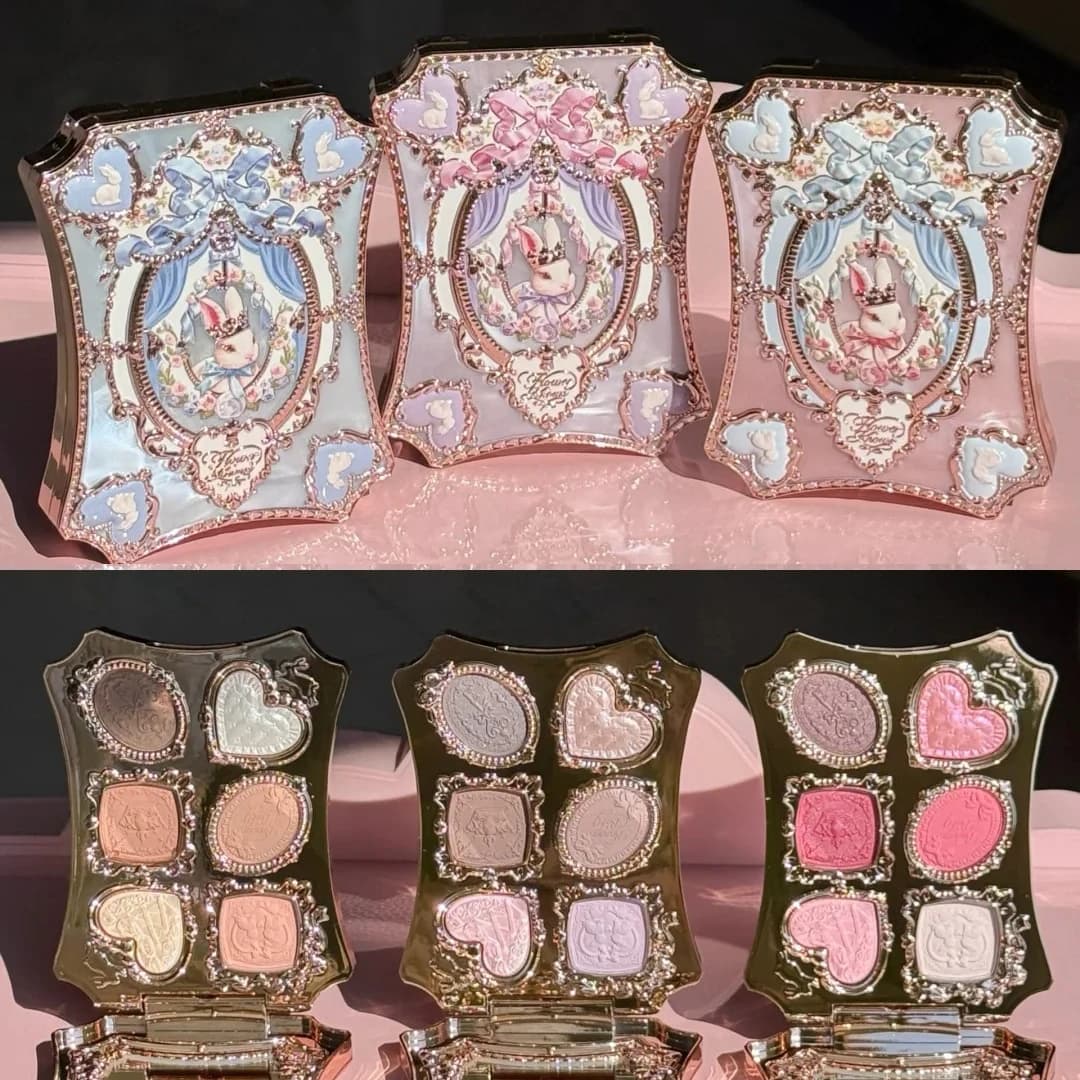 Flower Knows 2026 Bunny Garden Eyeshadow Palette: Collezione Cosmetica All-in-One a Tema Coniglio con Blush e Illuminante
