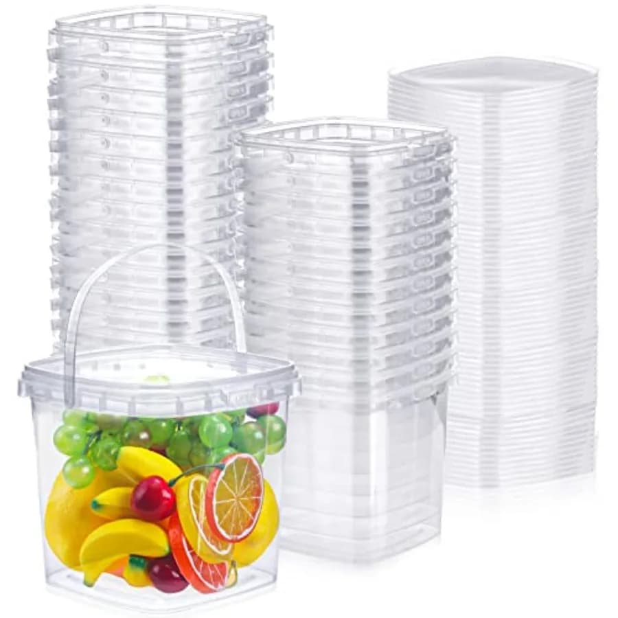 Contenitori Quadrati per Alimenti con Coperchi, Contenitori in Plastica Trasparente per Conservazione Cibo, Organizzatori Ermetici per Preparazione Pasti, Freezer e Cucina