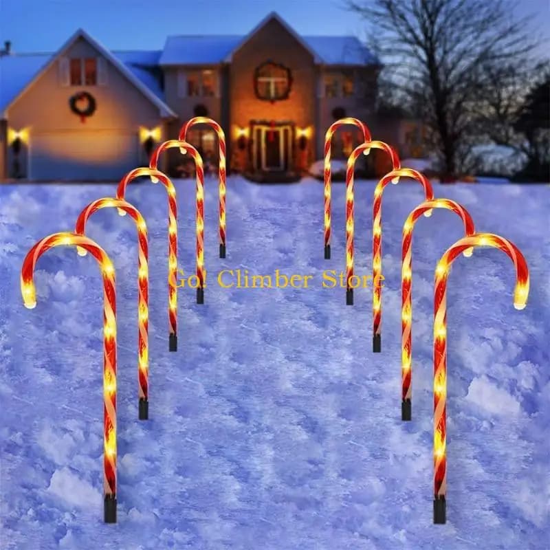 Q84C 10 pezzi rosso bastoncino zucchero LED luce Natale lampada illuminata stringa patio esterno paesaggio vacanza Natale