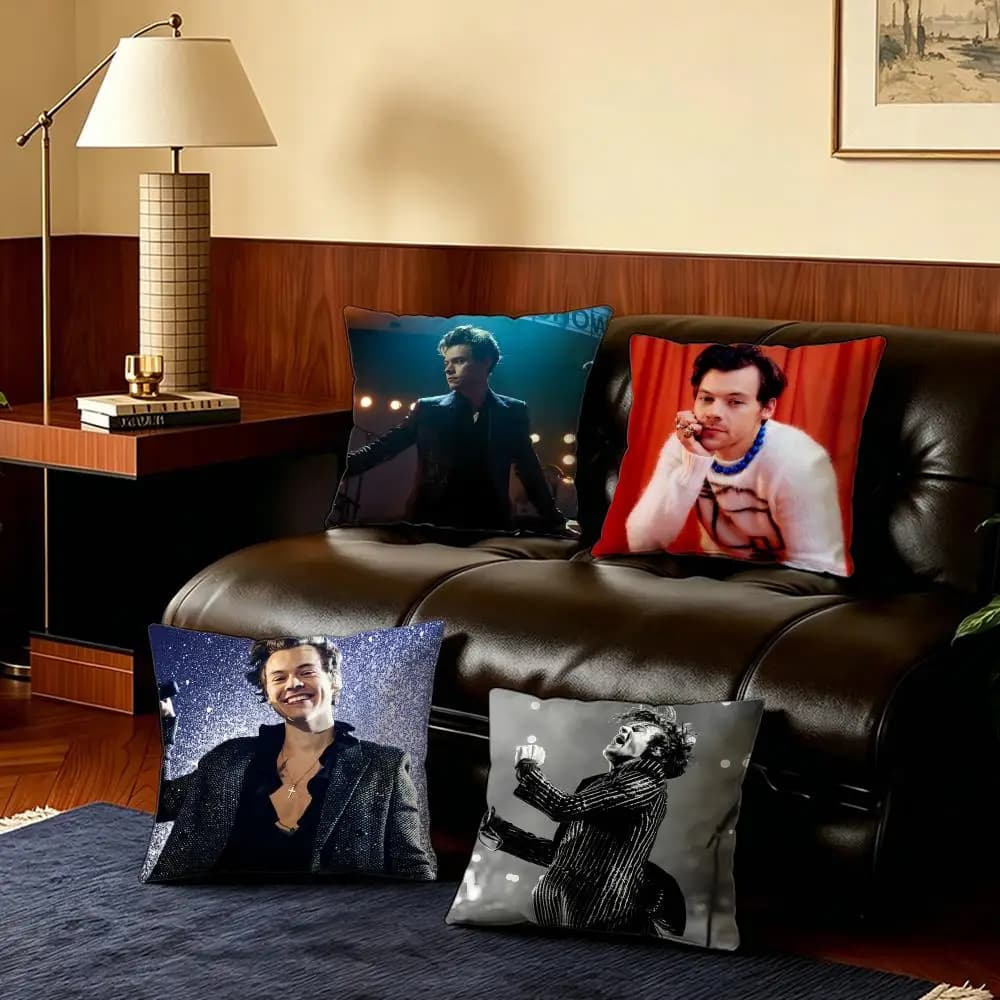 Pop H-Harry StylesS Cushion Cover 4Pcs Ultra Soft Short Plush Pillow Covers 40x40 45x45 Boho for Sofa Bedroom