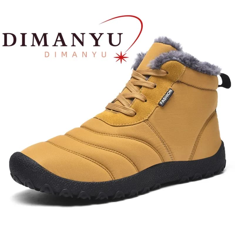 DMen's Ankle Boots 2026 New Large Size Fleece-Lined Warm Men's Snow Boots Lace‑Up Outdoor Hiking Winter Shoes For MenMANYU