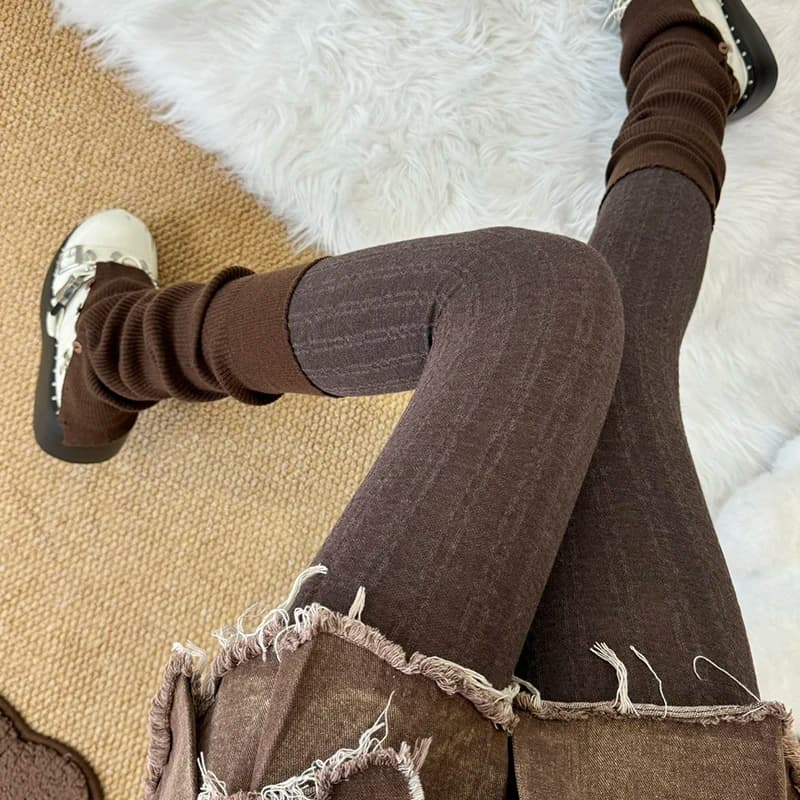 150g Autunno Inverno Collant a righe verticali Donna Vintage Luce termica Dimagrante Semplice Versatile Collant Intimo Leggings