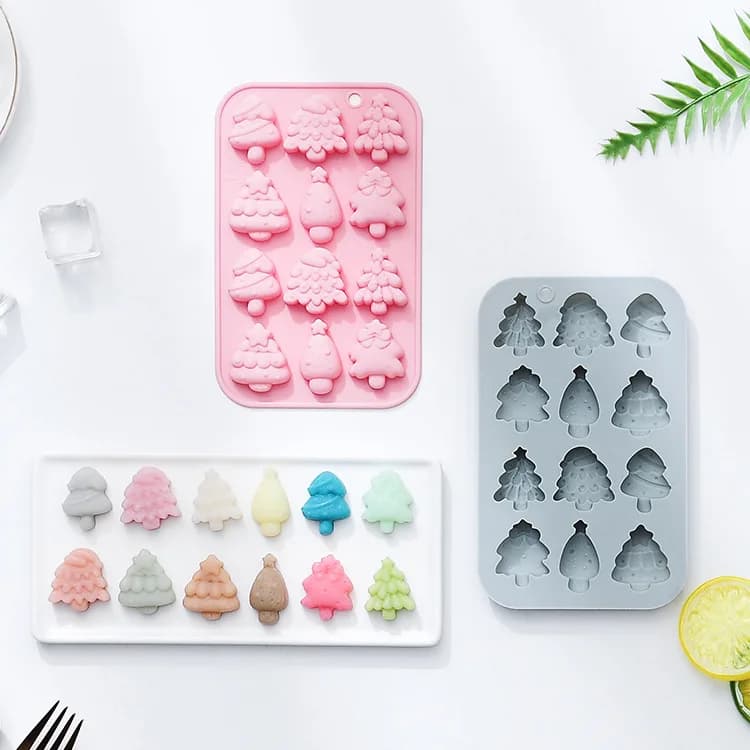 12 tipi di 6 diverse forme di alberi di Natale, stampi per dolci, cioccolato natalizio, stampi in silicone epossidico