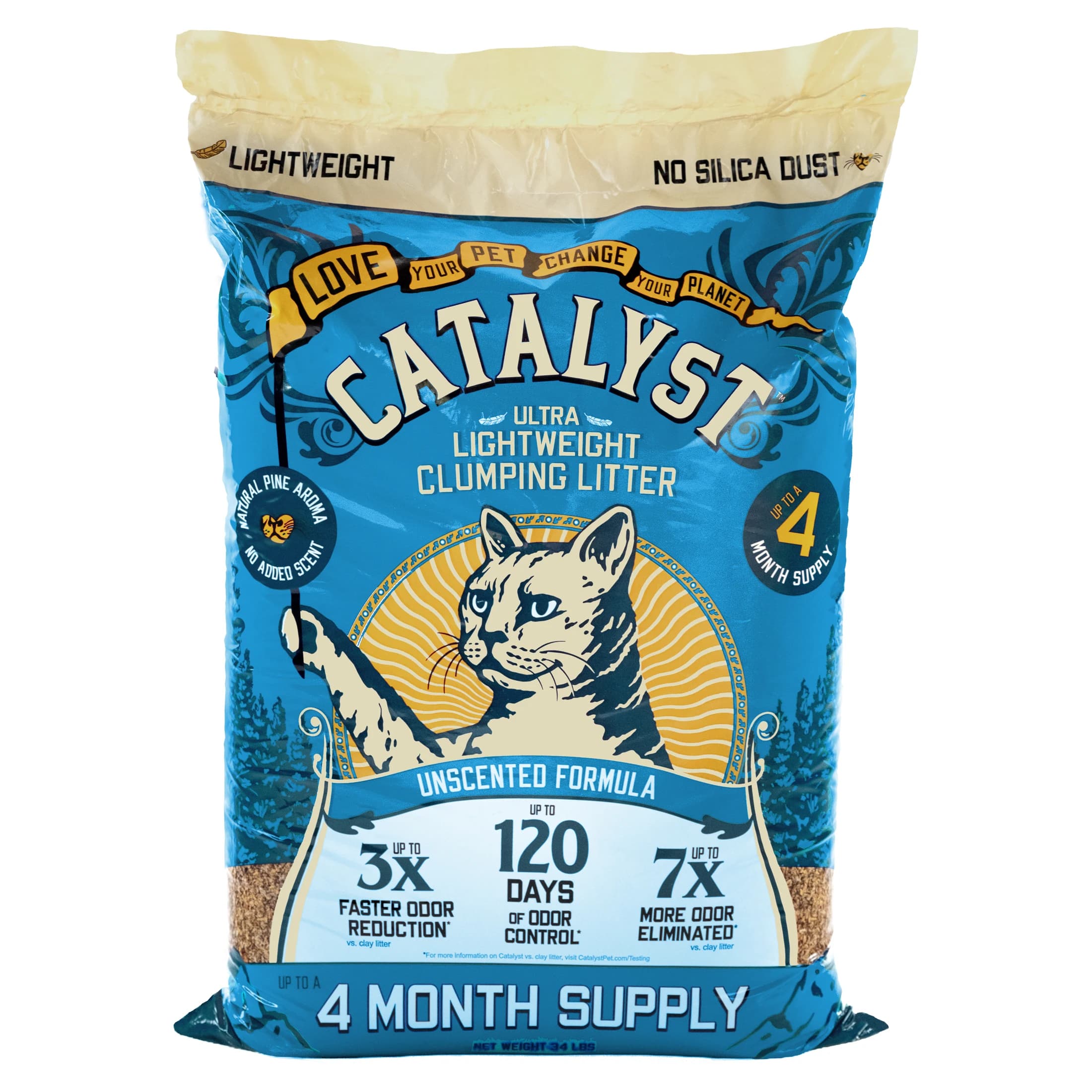 Natural softwood clumping cat litter unscented 34 lb bag