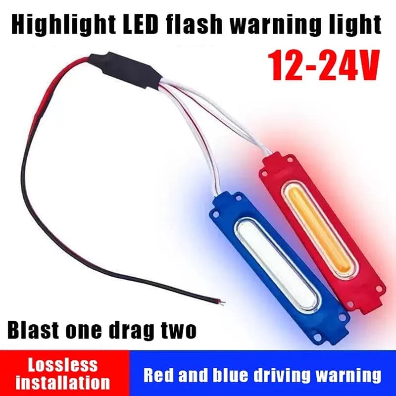 1 Pezzo Lampada di Avvertimento per Veicoli 1 a 2 Vie, 12V COB Rosso Blu, Luci Stroboscopiche per Auto Moto Bici, Decorazione Griglia, Illuminazione Atmosfera