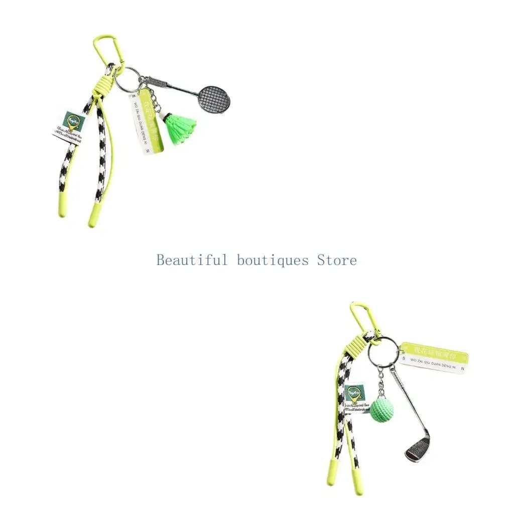U4LF Easy to use tennis theme pendant, hand made green keychain, gift for