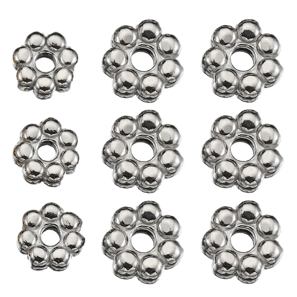 50pcs/Lot Stainless Steel Daisy Spacer Beads 4mm 5mm Flower Spacer Beads Small Charms for DIY Jewelry Making Bracelet Necklace