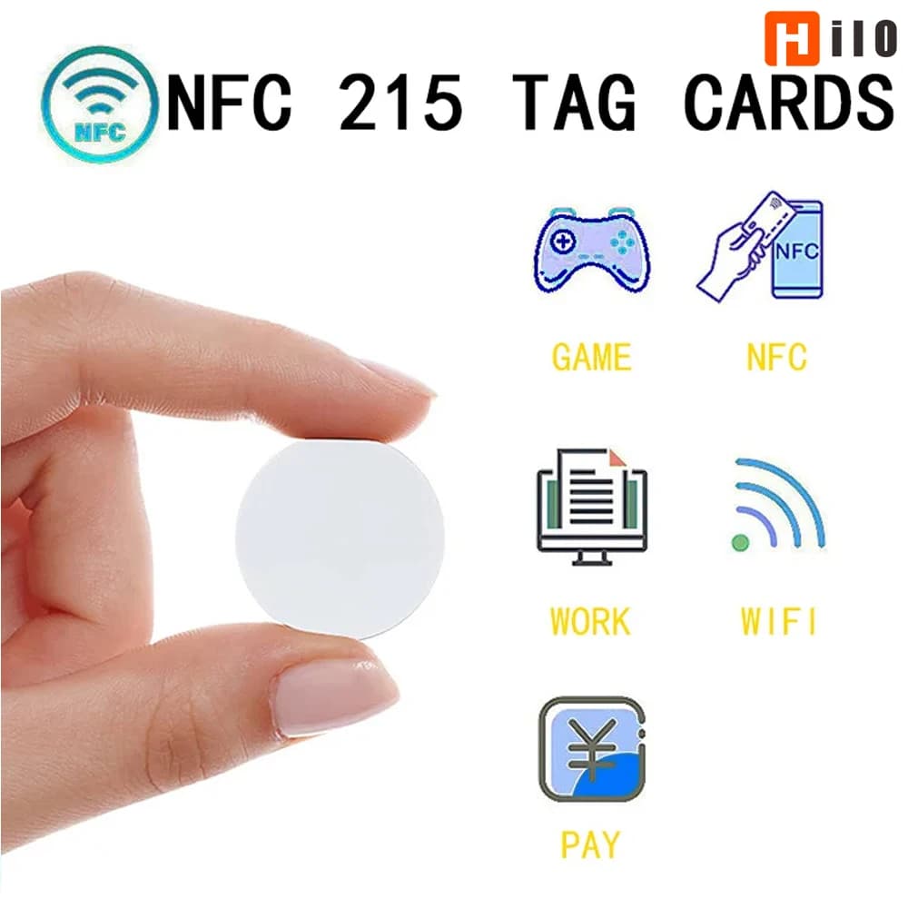 Hilo 10-50 pz NFC N-tag 215 Moneta TAG Con Chiave adesiva 13.56 MHz N-TAG 215 Etichetta Carta RFID Ultraleggero Tag Etichette