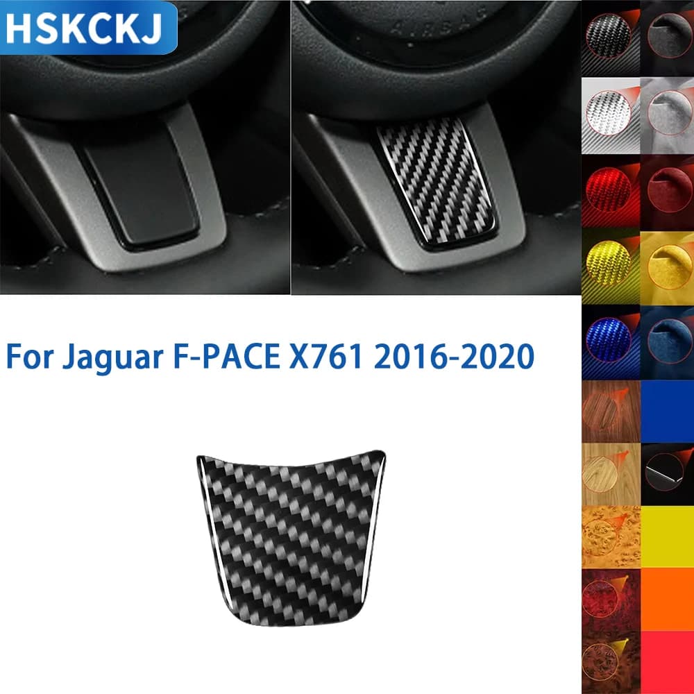 Per Jaguar F-PACE 2016 2017 2018 2019 2020 accessori in fibra di carbonio per interni pulsante volante center Trim Sticker