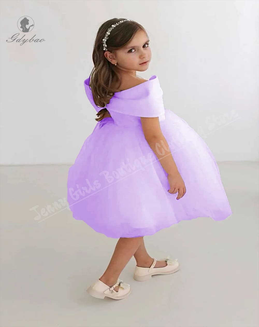 Abito da prima comunione per ragazze, spalle per lavello, stile classico, abito da ragazza di fiori per abiti da festa di compleanno per bambini