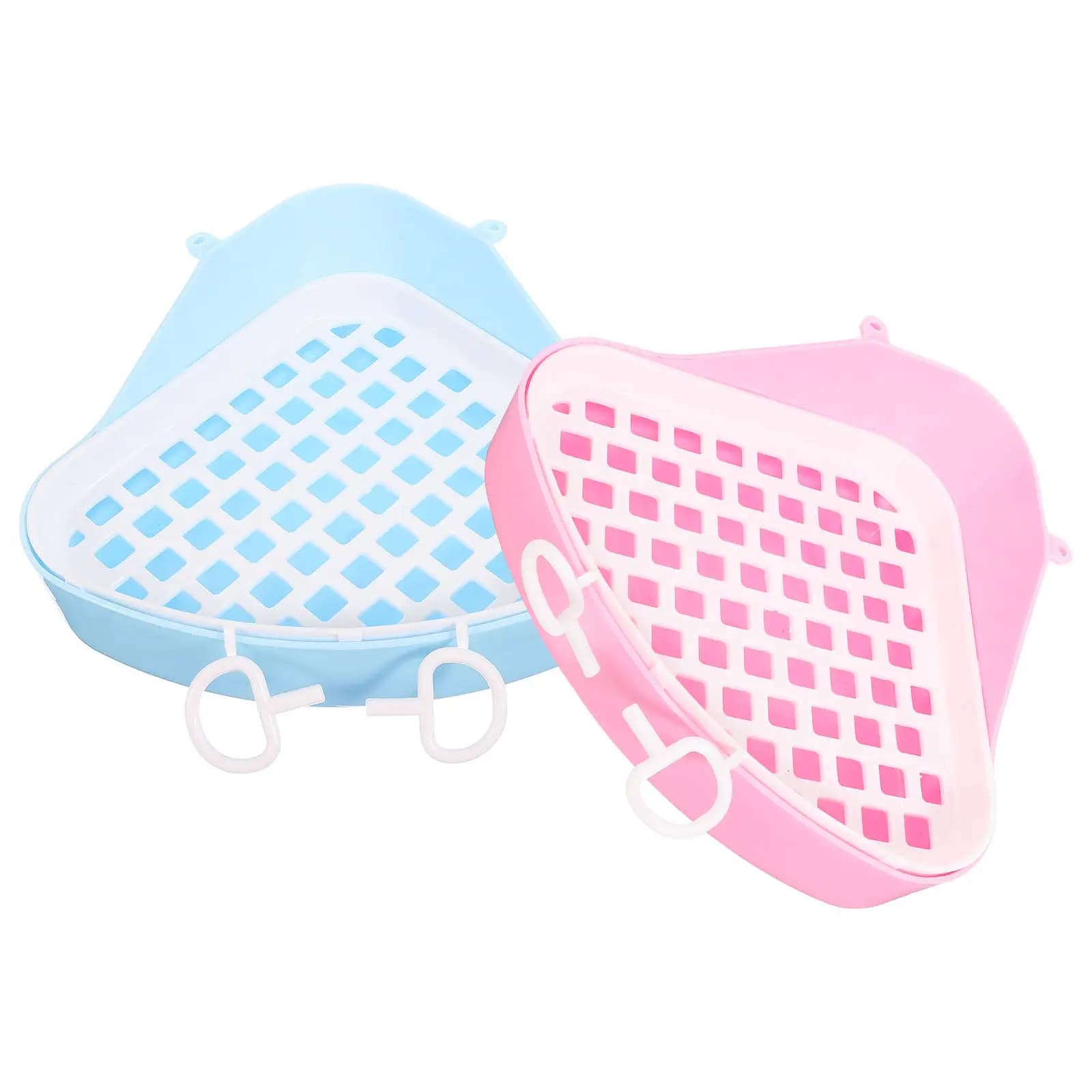 2 Pezzi Toilette per Animali Domestici in Plastica Rimovibile, Lettiera per Conigli, Vasino per Piccoli Animali, Cuccia per Criceti, Porcellini d'India, Gatti, Vassoio di Addestramento Anti-Perdita con Rete