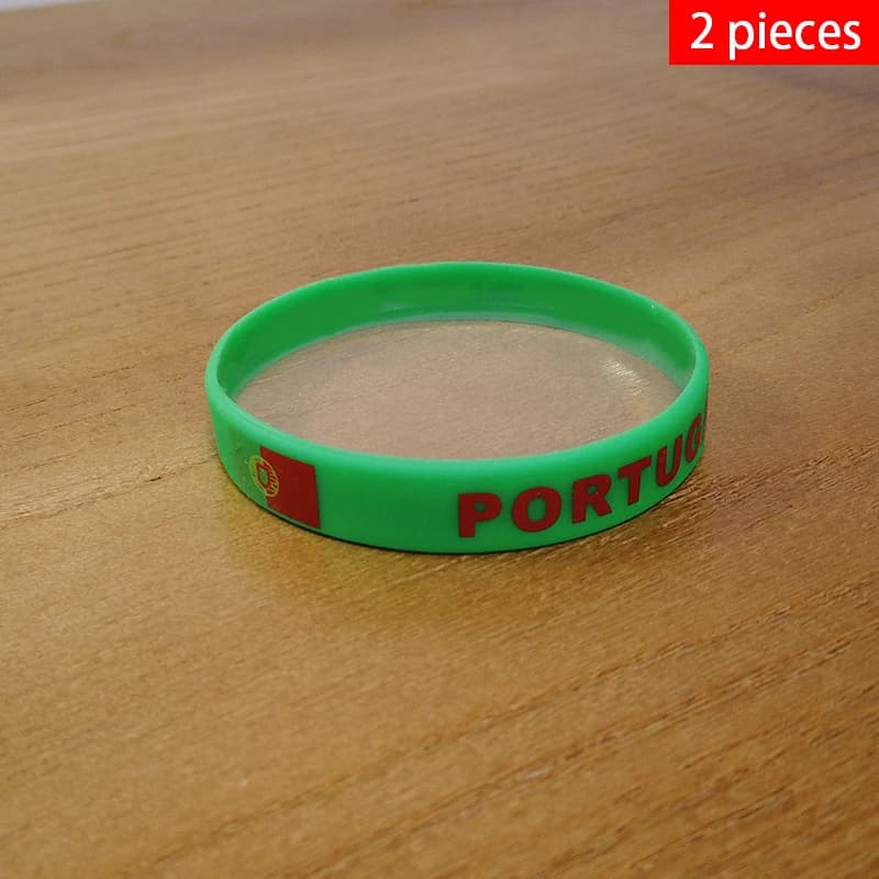 2pcs Portugal National Flag Wristbands Sports Silicone Bracelet Men Women Rubber Band Patriotic Commemorative Fashion Accessory
