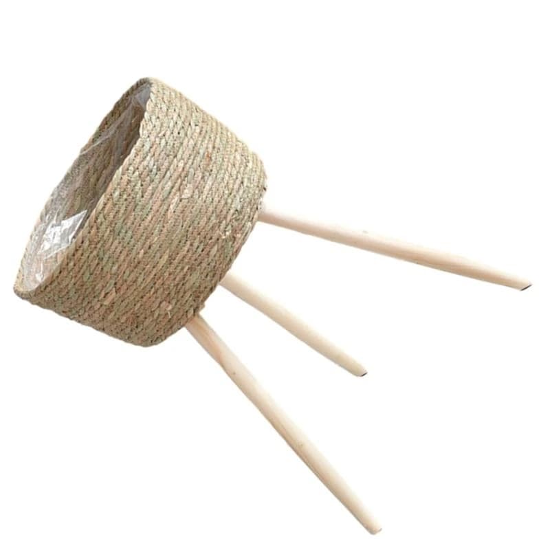 Unique Hand Woven Potted Rack Plant Holder Display Flower Vase Stand for Garden Home Living Room Floor Standing Storage C5AD