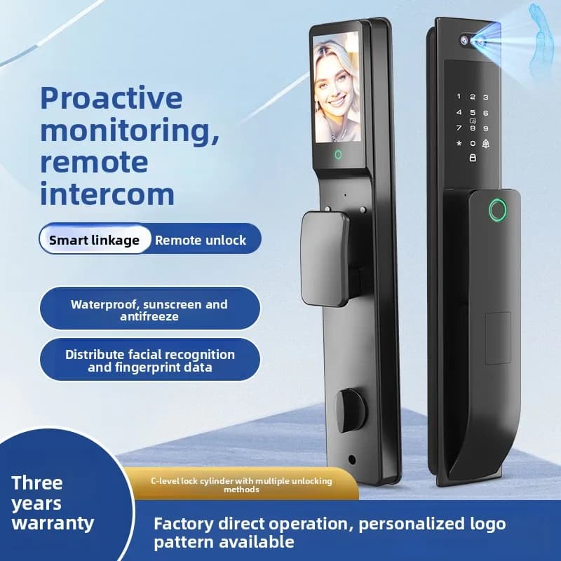 Serratura Intelligente con Riconoscimento Facciale, Impronta Digitale e Password, Impermeabile per Esterni, con Interfono e Visione Notturna