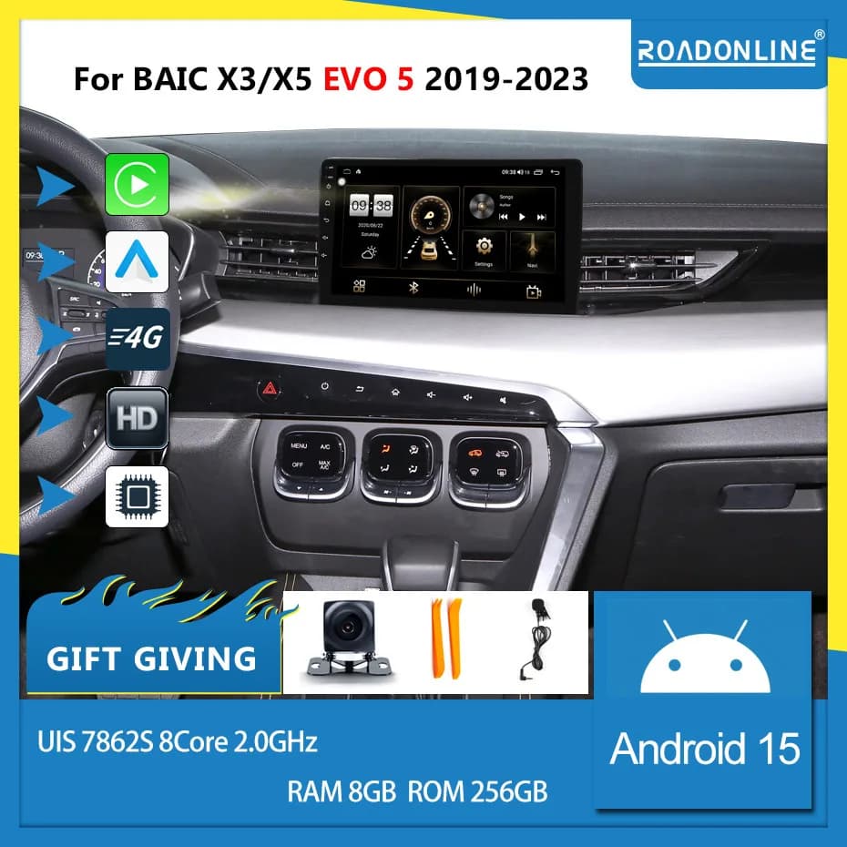 Per BAIC X3/X5 EVO 5 2019-2023 Risoluzione 1280*720 UIS 7862S 8-core 8+256gb Navigatore Auto CarPlay Autoradio Lettore Multimediale