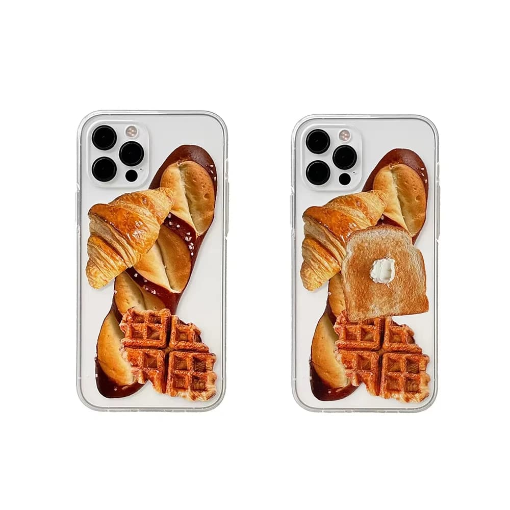 Custodia per telefono coreana a schermo intero con motivo a pane per iPhone 17 Air 16 Pro Max 15 14 Plus 13 12 11 Pro, cover posteriore in silicone antiurto