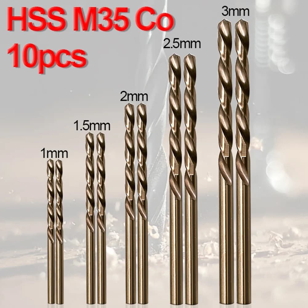 10Pc Drill Bits HSS M35 Cobalt Coated Drill Bit Set Straight Handle Bits For Metal Stainless Steel Drilling Replac Power Tool Ac