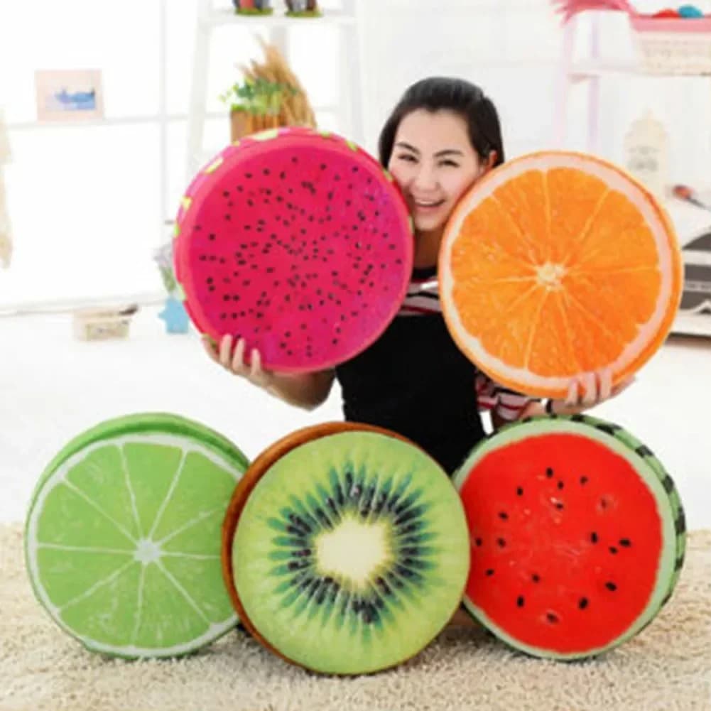 Cuscino del sedile da 33 cm Fodera per sedia da giardino Pavimento a forma di frutta Decorazione esterna rotonda Cuscino da pavimento per divano imbottito Cuscino rilassante per il sedere