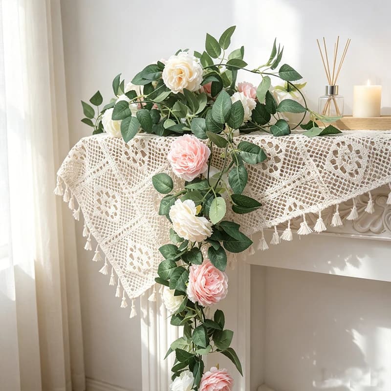 Garland Artificial Flowers Pink Silk Large Peony Vines Home Garden Wall Wedding Arch Decoration Green Ivy Fake Flower Plants