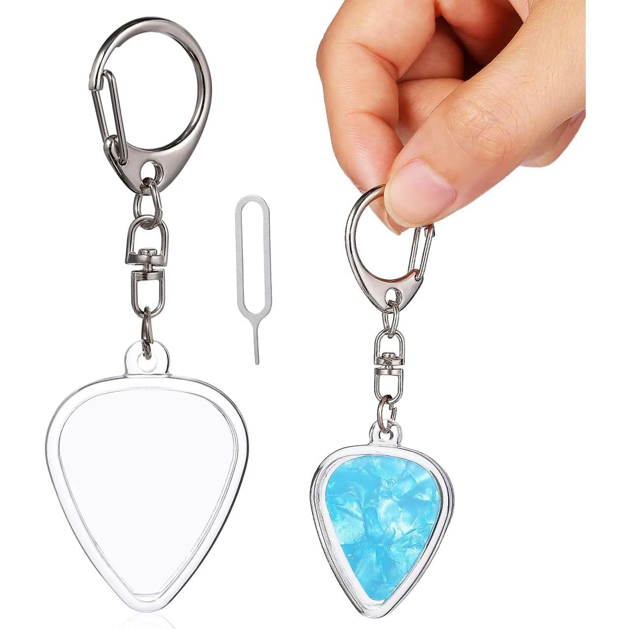 Portachiavi Porta Plettri a Forma di Cuore, Organizzatore in Acrilico Resistente con Coperchio Sicuro, Custodia Portatile per Musicisti