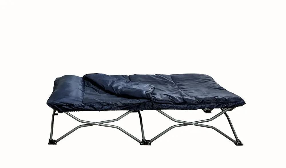 Portable baby bed with sleeping bag, navy blue - Quick mounting for indoor and outdoor use