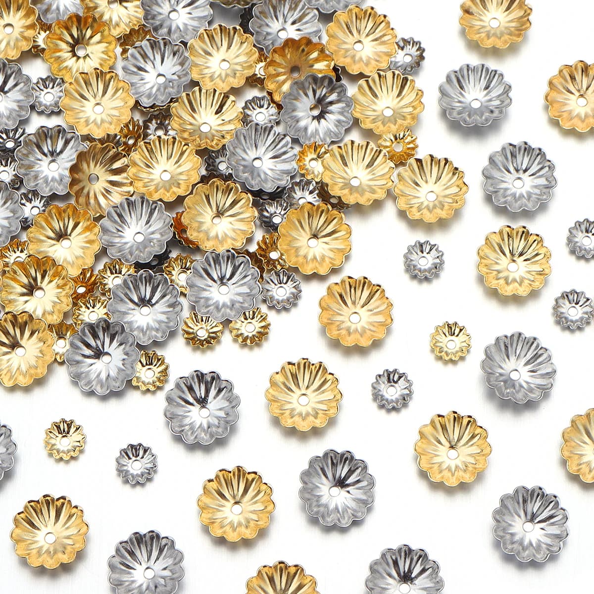 50 pezzi di perline di fiori in acciaio inossidabile tappi di perline distanziatori in metallo per la creazione di gioielli accessori per collane braccialetti fai da te all'ingrosso