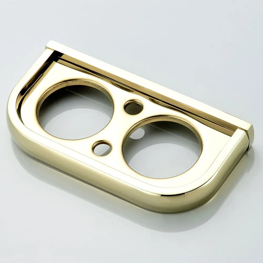 Set Porta Spazzolini da Denti in Ottone Dorato 19.5x10cm, Supporto da Parete per Bagno, Porta Bicchieri Doppio Impermeabile