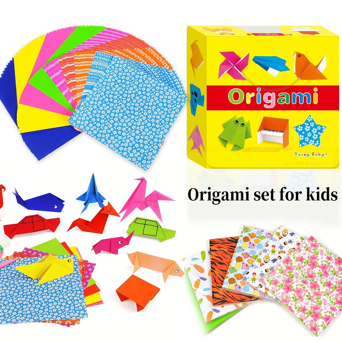 Baby Origami Craft Instruction Book With Colored Paper Improve Baby's Hands-on Craft Skills Optional English Arabic Version Gift