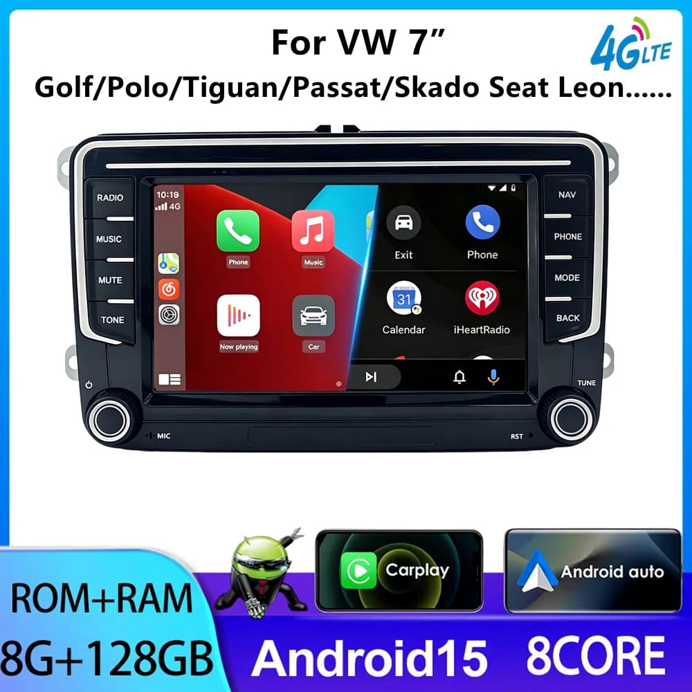 7 " CarPlay Android Auto Car Radio For Volkswagen VW Golf Passat JETTA Skoda POLO SEAT Car Intelligent System 2din GPS AutoRadio