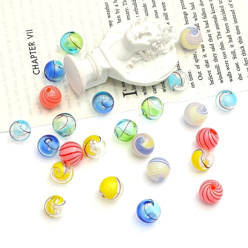 1 pz Perline in Vetro Soffiato a Sfera Cava per Creazione Gioielli Fai da Te, Campanelli a Vento, Braccialetti Fatti a Mano, Accessori per Orecchini