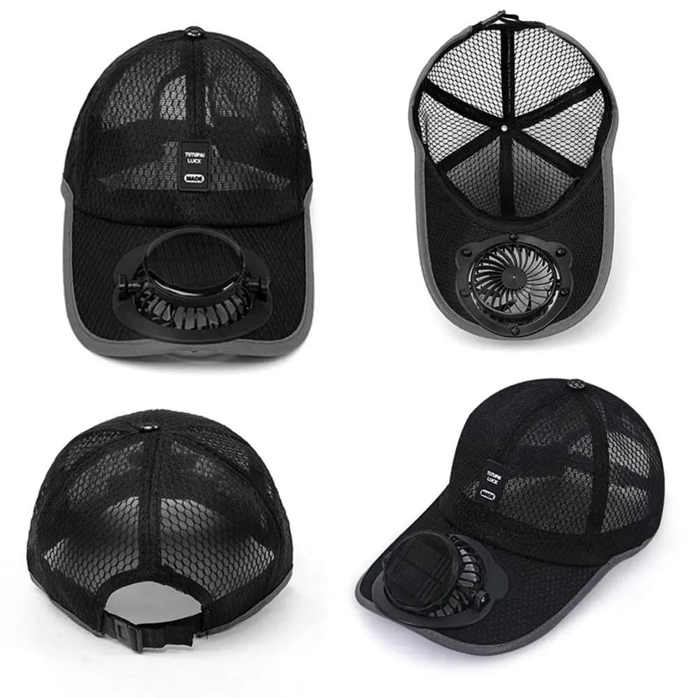 Cappello da Baseball con Ventola USB a Ricarica Solare, Protezione Solare UPF50+, Traspirante in Rete con Ventola di Raffreddamento per Pesca e Escursionismo all'Aperto