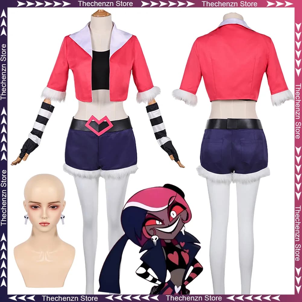 Women's Velvet Cosplay Clothing Earrings TV Helluva Cosplay Boss Costume Halloween Woman Adult Party Dresses